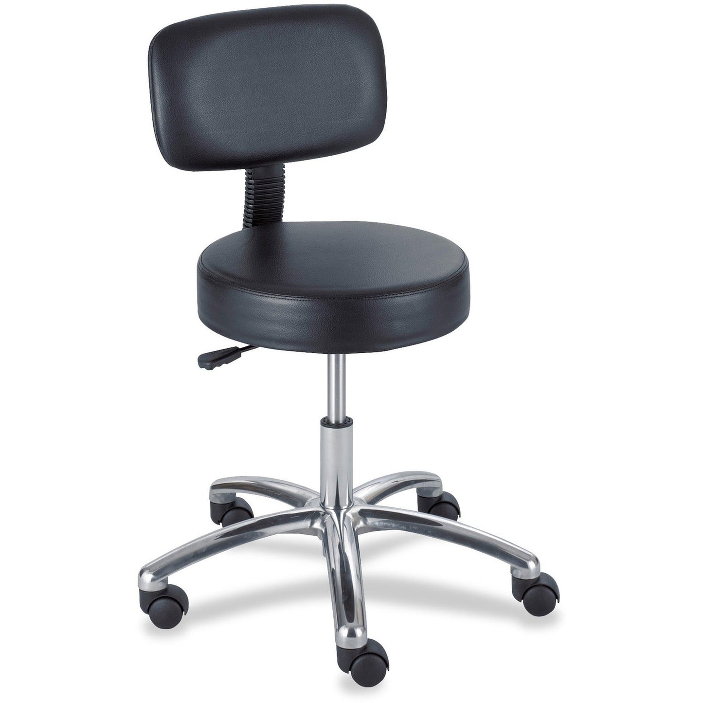 Safco Pneumatic Lift Lab Stools With Back, Height Adjustable 17&quot; to 22&quot;, Black (SAF3430BL)