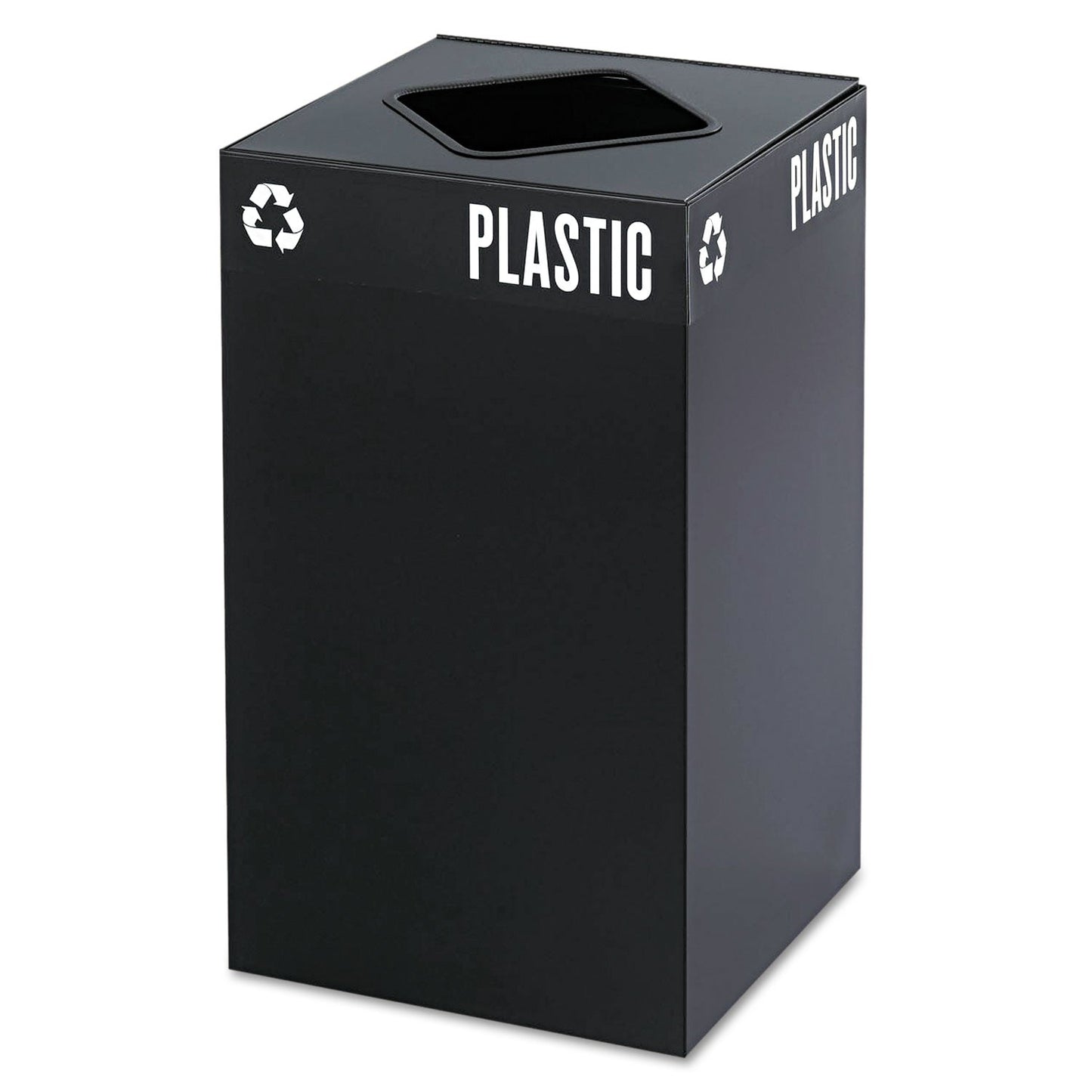 Safco Public Square Plastic-Recycling Container, Square, Steel, 25 gal, Black (SAF2981BL)