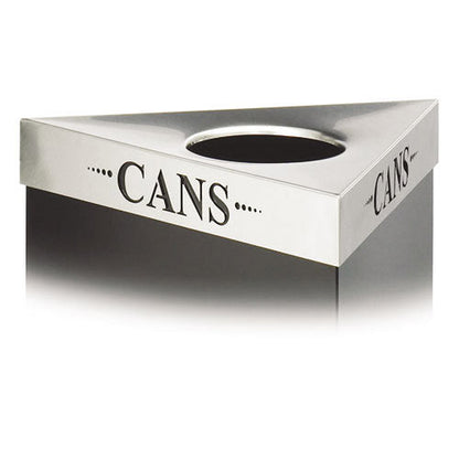 Safco Triangular Lid For Trifectat Receptacle, Laser Cut &quot;CANS&quot; Inscription, STST (SAF9560CZ)