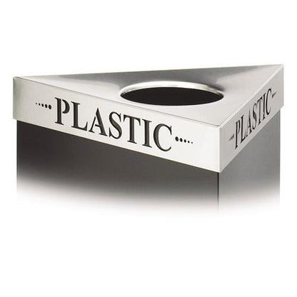 Safco Triangular Lid For Trifectat Receptacle, Laser Cut &quot;PLASTIC&quot; Inscription, STST (SAF9560PC)