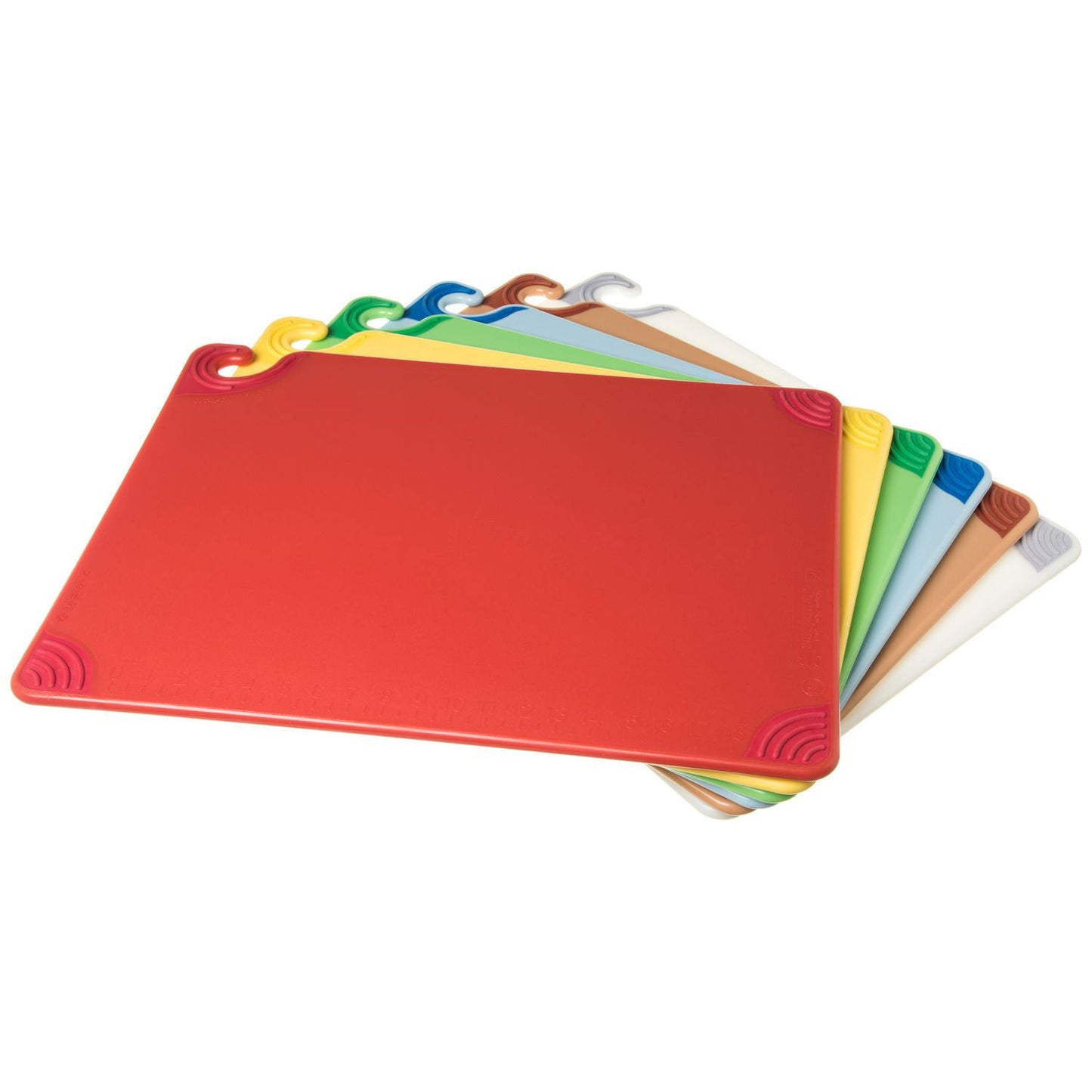 San Jamar Saf-T-Grip Cutting Board, Assorted Colors, 24 x 18 x 0.5, 6/Pack (SJMCBG1824KC)