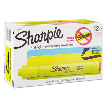 Sharpie Tank Style Highlighters, Chisel Tip, Fluorescent Yellow, Dozen (SAN25025B)