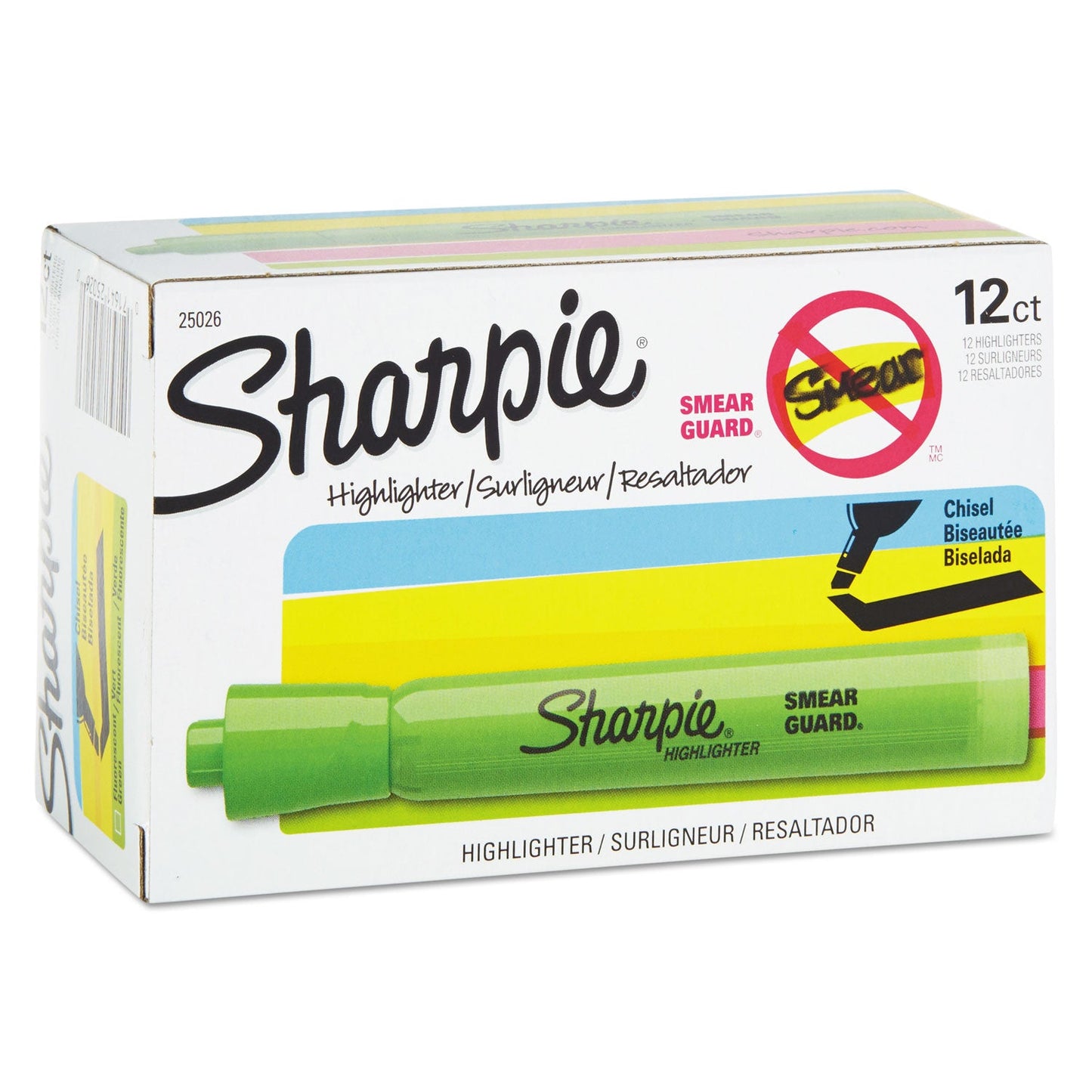 Sharpie Tank Style Highlighters, Chisel Tip, Fluorescent Green, Dozen (SAN25026B)