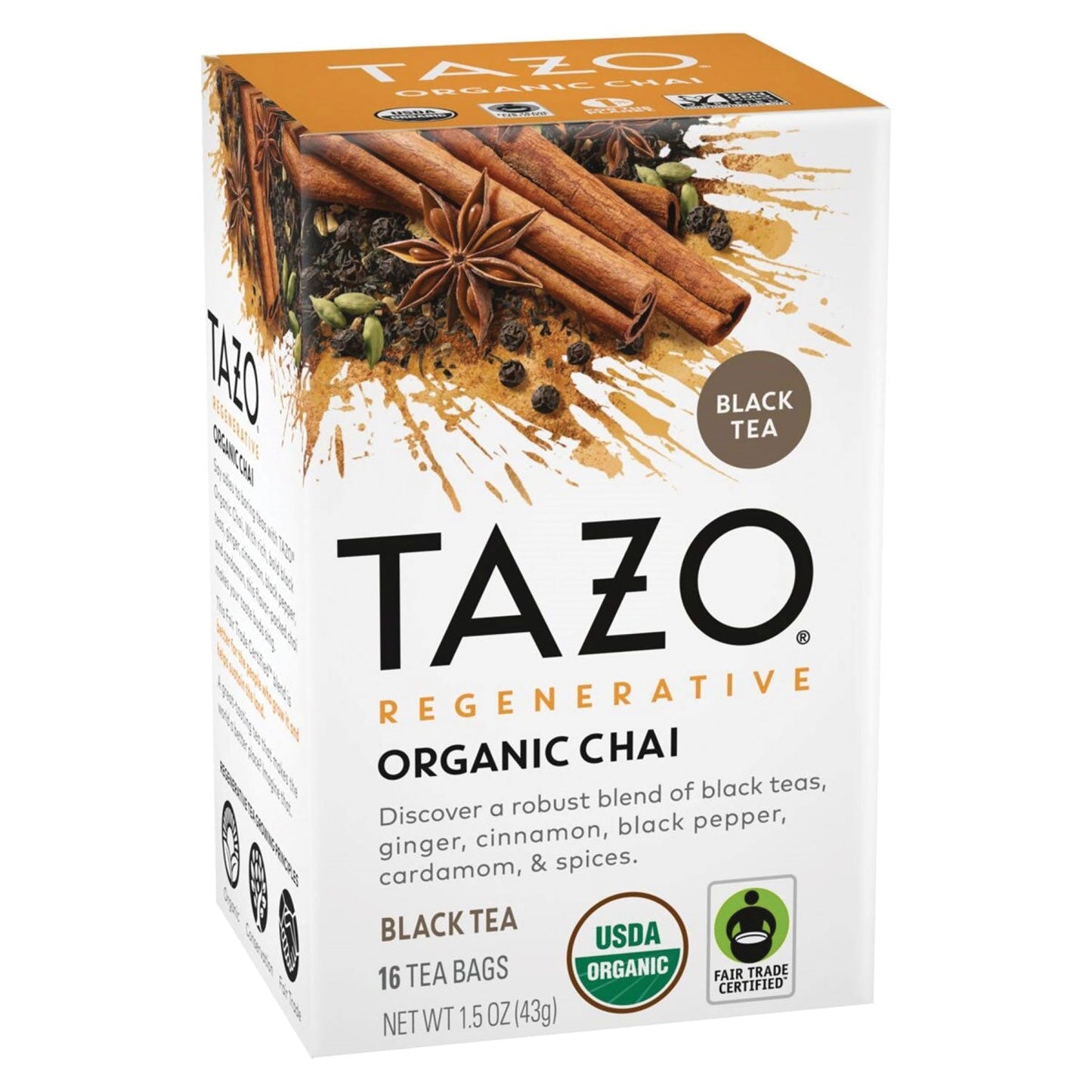 Seattle's Best Tea Bags, Organic Chai, 16/Box, 6 Boxes/Carton (TZO00305)