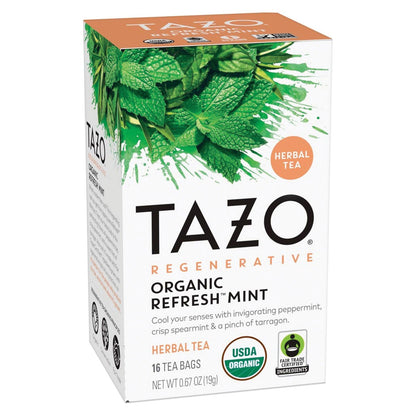 Seattle's Best Tea Bags, Organic Refresh Mint, 16/Box, 6 Boxes/Carton (TZO00350)