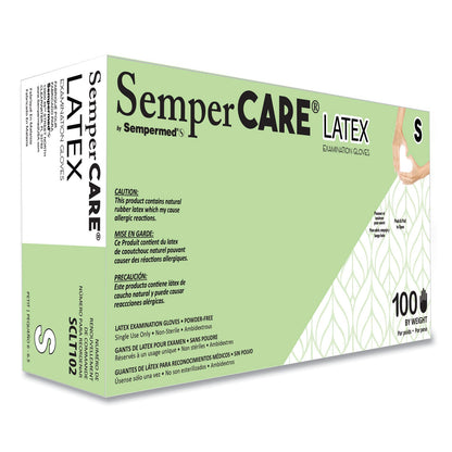 SemperCare Latex Examination Gloves, Cream, Small, 100/Box, 10 Boxes/Carton (SEZSCLT102)