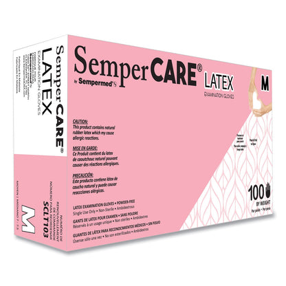 SemperCare Latex Examination Gloves, Cream, Medium, 100/Box, 10 Boxes/Carton (SEZSCLT103)