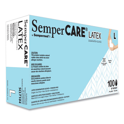 SemperCare Latex Examination Gloves, Powder-Free, Large, Cream, 5 mil, 100/Box, 10 Boxes/Carton (SEZSCLT104)