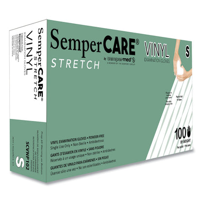 SemperCare Stretch Vinyl Examination Gloves, Cream, Small, 100/Box (SEZSCVNP102BX)