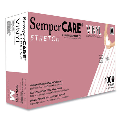 SemperCare Stretch Vinyl Examination Gloves, Cream, Medium, 100/Box (SEZSCVNP103BX)