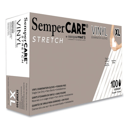 SemperCare Stretch Vinyl Examination Gloves, Cream, X-Large, 100/Box (SEZSCVNP105BX)