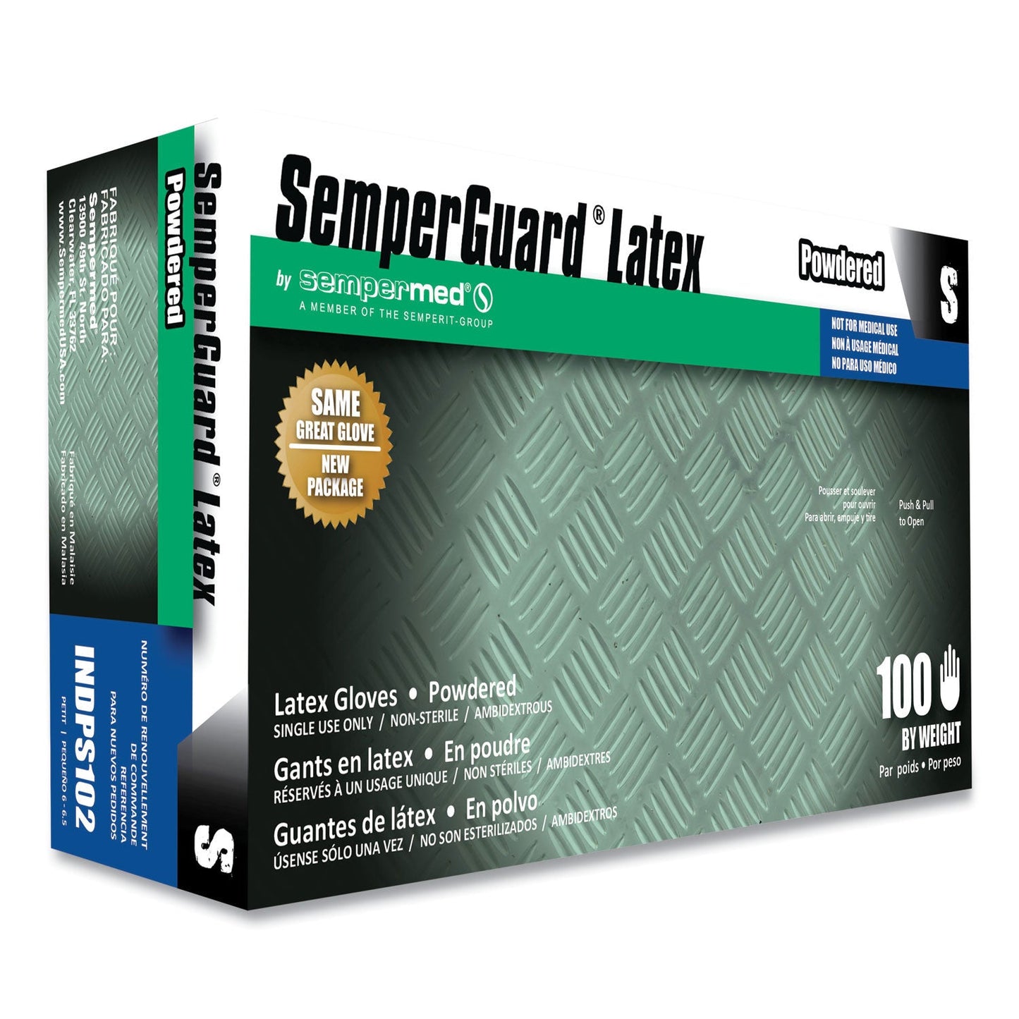 SemperGuard Latex Powdered Gloves, Cream, Small, 100/Box (SEZINDPS102BX)