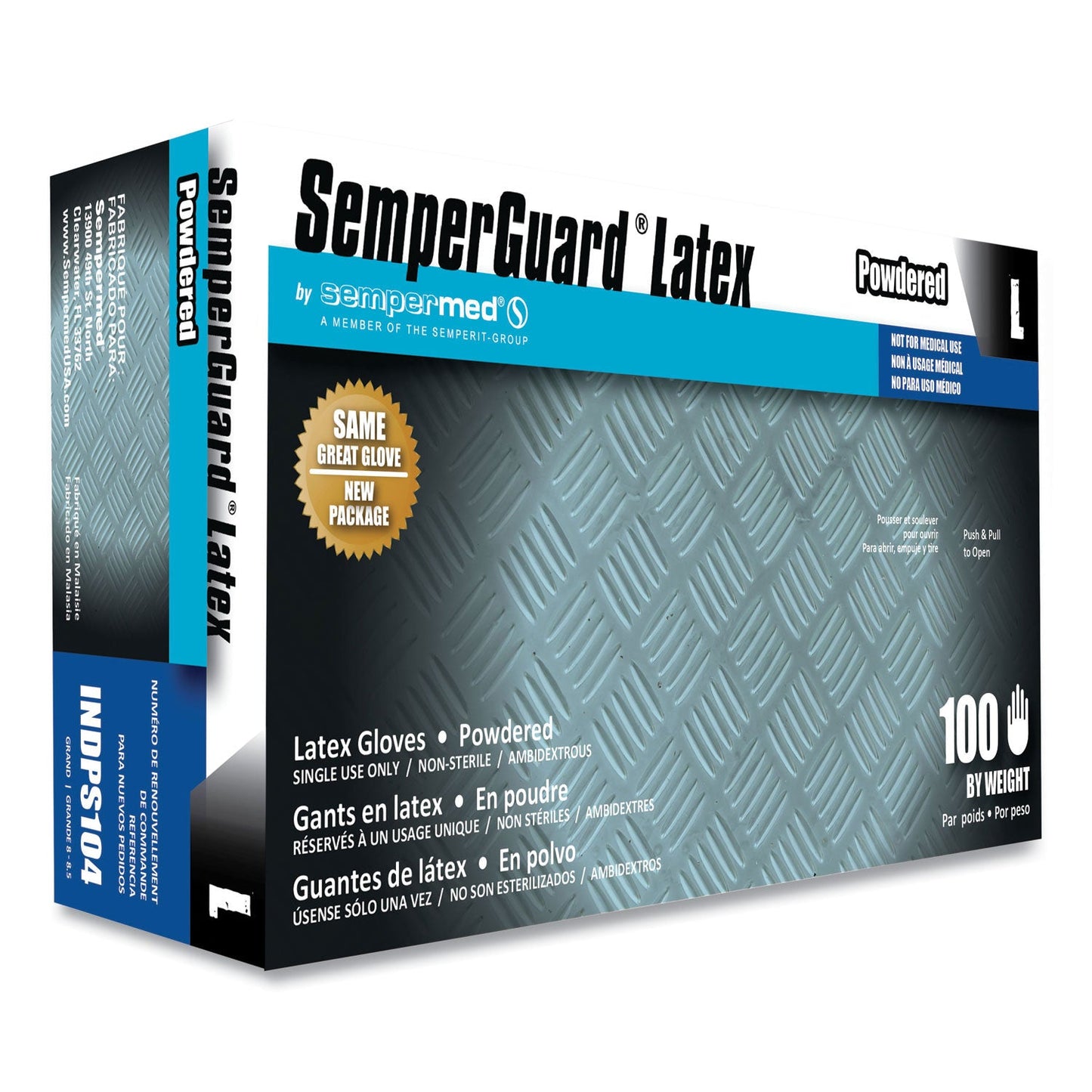 SemperGuard Latex Powdered Gloves, Cream, Large, 100/Box (SEZINDPS104BX)