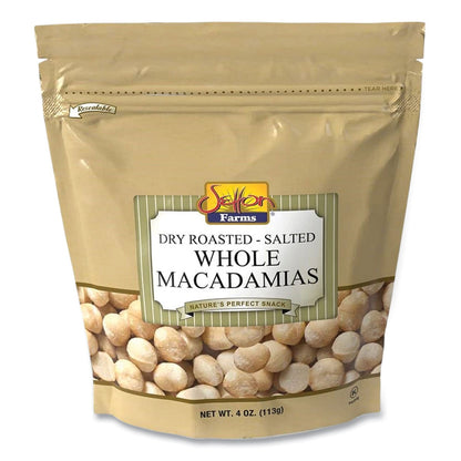 Setton Farms Macadamia Nuts, Dry Roasted, Salted, 4 oz Bag, 12/Carton (SEF6070)