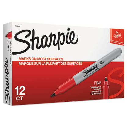 Sharpie Fine Tip Permanent Marker, Red, Dozen (SAN30002B)