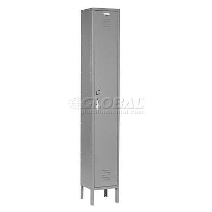 Global Industrial Capital 1-Tier 1 Door Locker, 12"W x 18"D x 78"H, Gray, Unassembled (WB652040GY)