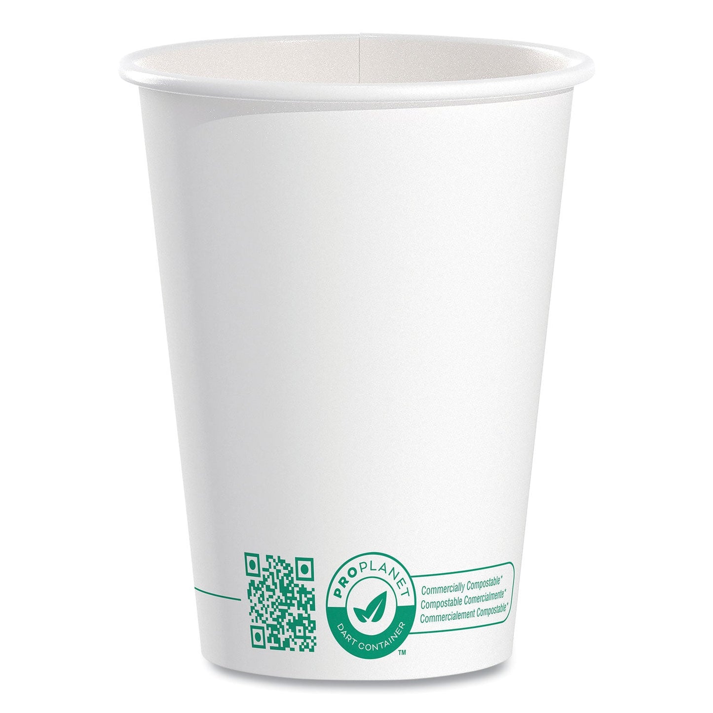 SOLO Compostable Paper Hot Cups, ProPlanet Seal, 12 oz, White/Green, 1,000/Carton (SCC412PLAPLANET)