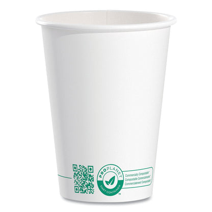 SOLO Compostable Paper Hot Cups, ProPlanet Seal, 12 oz, White/Green, 1,000/Carton (SCC412PLAPLANET)