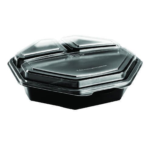 Solo Inc. OctaView CF Containers, Black/Clear, 28oz, 7.94w x 7.48d x 3.15h (SCC865612-PS94)
