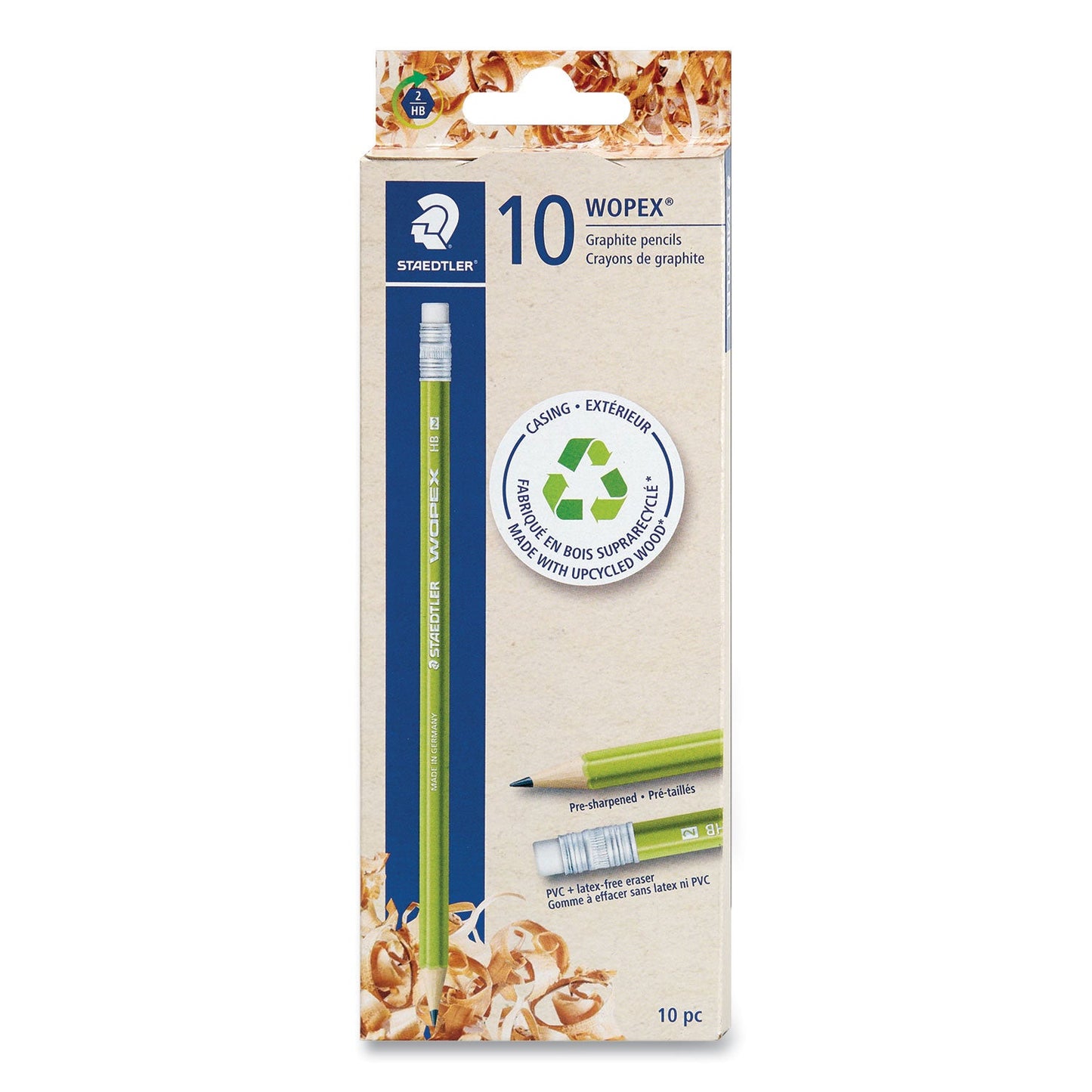 Staedtler Wopex Extruded Pencil, HB  (#2), Black Lead, Green Barrel, 10/Pack (STD182C10A6)