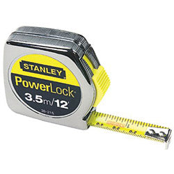 Stanley Bostitch® Powerlock® Tape Rules 1/2 in Wide Blade, 12 ft x 1/2 in, Inch/Metric, Single Sided, Chrome (680-33-215)