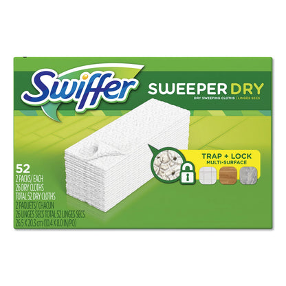 Swiffer Dry Refill Cloths, White, 10 2/5" x 8", 52 Per Box, 3/Case, 156 Cloths Total (PGC81216)