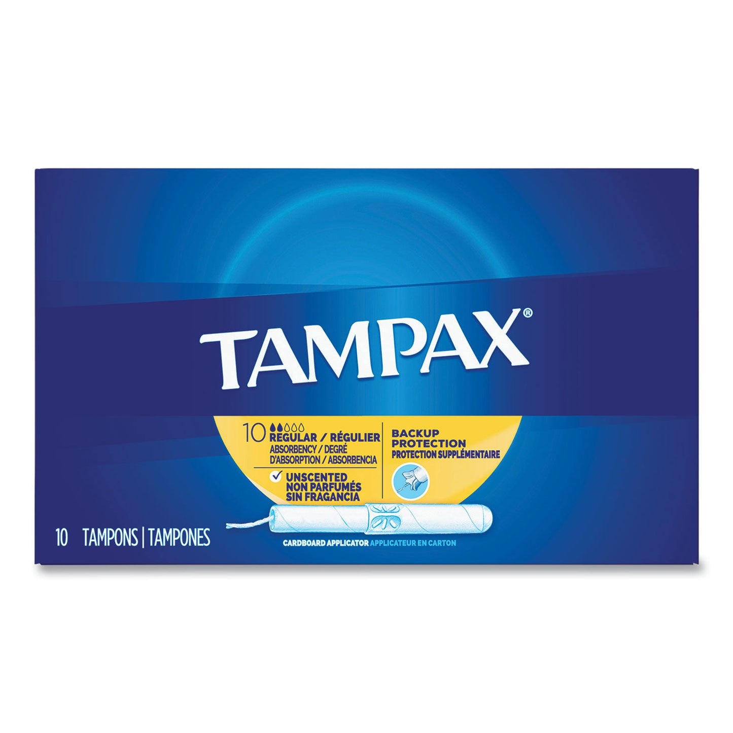 Tampax Cardboard Applicator Tampons, Regular, 10/Box (PGC21409)