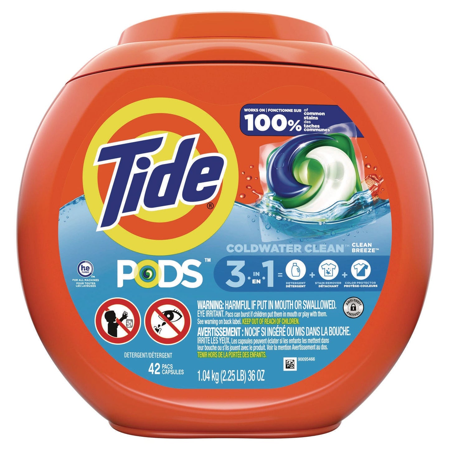 Tide PODS Laundry Detergent, Clean Breeze, 36 oz Tub, 42 Pacs/Tub (PGC00998EA)