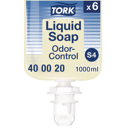 Tork Odor-Control Hand Soap Liquid S4, Perfume Free, 1 L, 6/Carton (TRK400020)