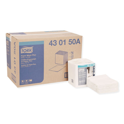 Tork Paper Wiper Plus, 12.5 x 13, White, 1/4 Fold, 90/Pack, 12 Packs/Carton (TRK430150A)