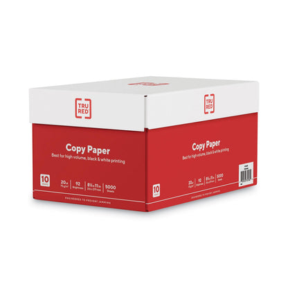 TRU RED Printer Paper, 92 Bright, 20 lb Bond Weight, 8.5 x 11, 500 Sheets/Ream, 10 Reams/Carton (TUD135848)