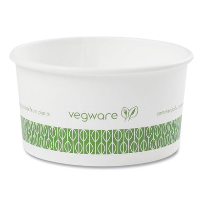 Vegware Soup Containers, 6 oz, 3.5" Diameter x 1.7"h, Green/White, Paper, 1,000/Carton (VEGSC06G)