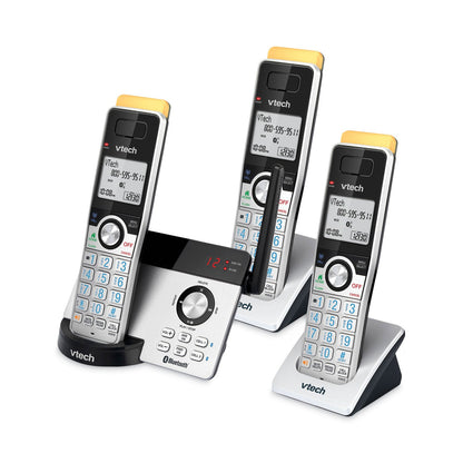 Vtech 80-2151-02 Three-Handset Connect to Cell Cordless Telephone, Black/Silver (VTEIS81223)