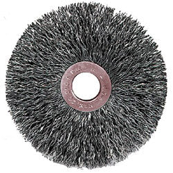 Weiler Copper Center™ Small Diameter Wire Wheel, 3 in dia x 5/8 in W Face, 0.008 in Stainless Steel Wire, 20000 RPM (804-16943)