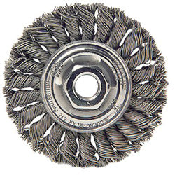 Weiler Standard Twist Knot Wire Wheel, 6 in dia x 1/2 in W Face, 0.023 in Steel Wire, 9000 RPM (804-08106)