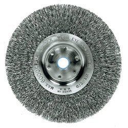 Weiler Narrow Face Crimped Wire Wheel, 4 in dia x 1/2 in W Face, 0.0118 in Stainless Steel Wire, 12500 RPM (804-00184)