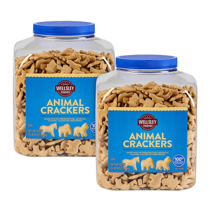 Wellsley Farms Animal Crackers, 62 oz Tub, 2/Carton (GRR60004069)