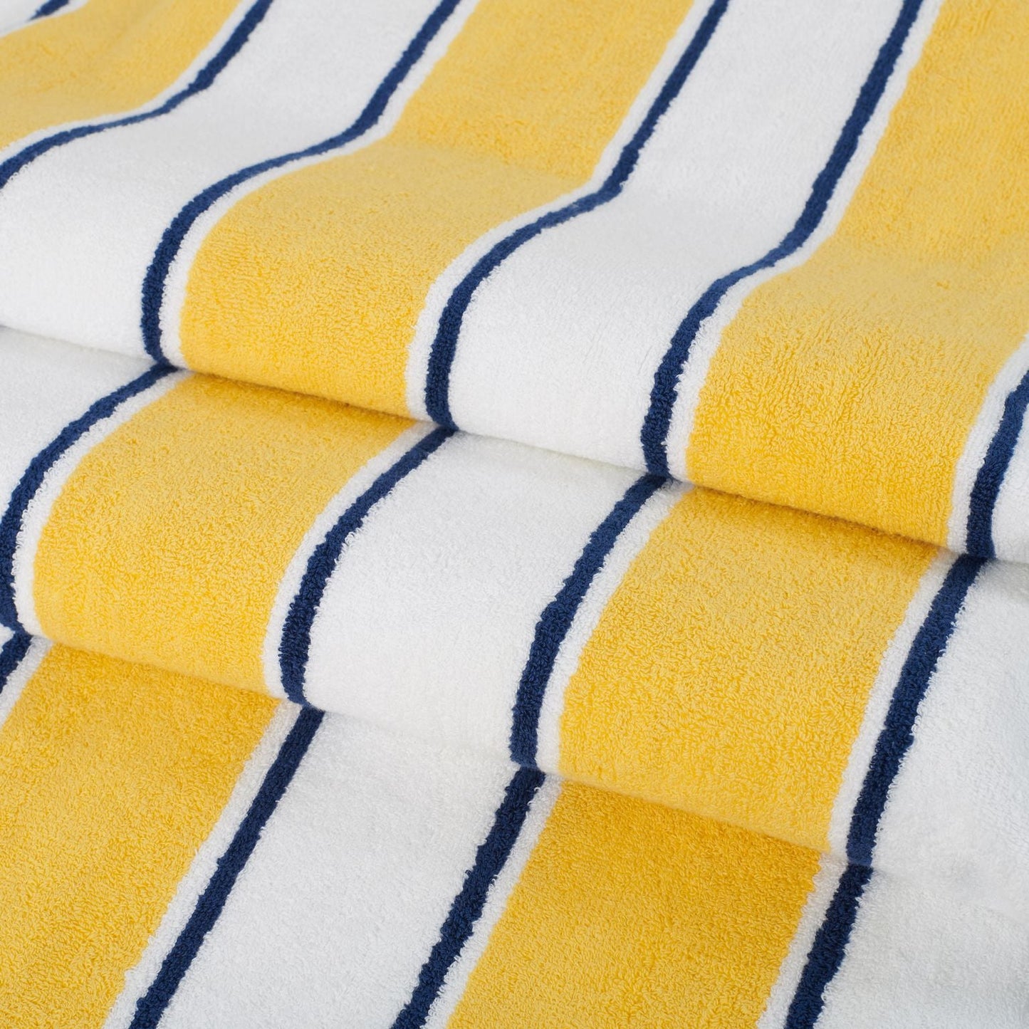 Arkwright Home® Aston & Arden Pinstriped Beach Towel 35x70 Yellow/Navy, Case of 8 (BT-PINSTR-25YN-CS)