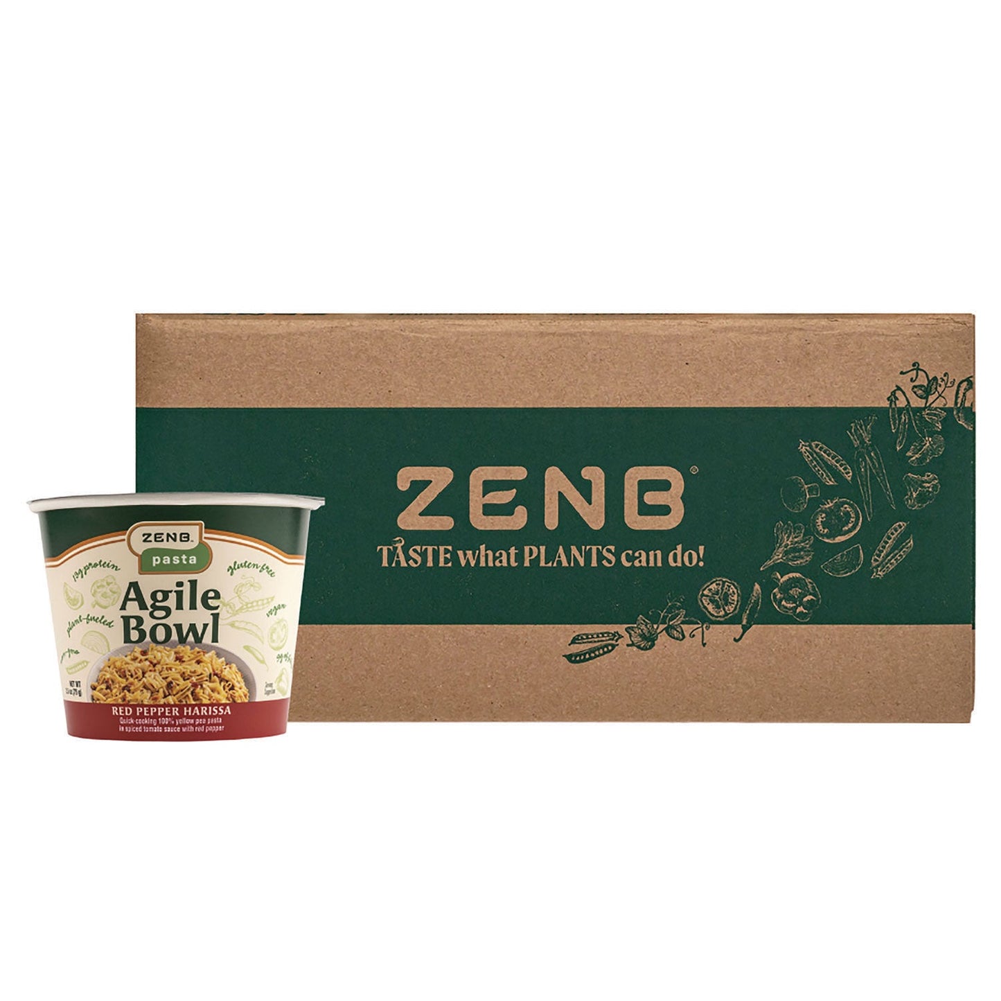 ZenB Instant Meals, Red Pepper Harissa Pasta, 2.8 oz Bowl, Dozen (OFX02839)